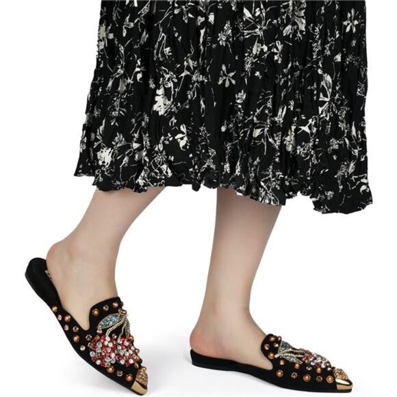 Mules for Women Flats Comfortable Soft Memory Foam Insole Cherry Pointed Rivet - Picture 7 of 9